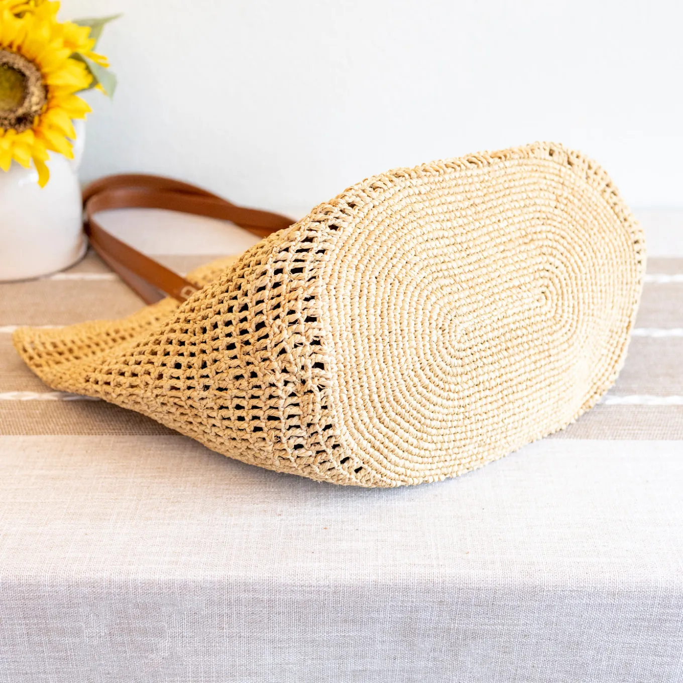 Elena Handbags Women's Large Soft Raffia Woven Summer Straw Tote