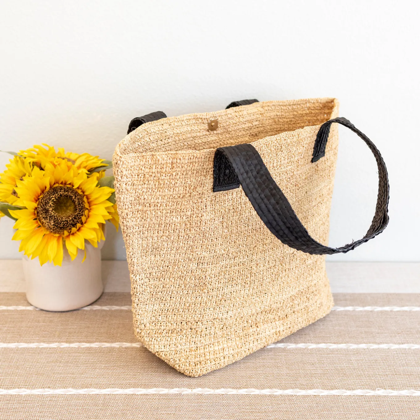 Elena Handbags Women's Large Soft Raffia Woven Summer Straw Tote