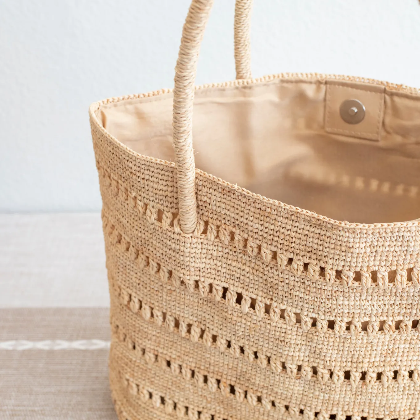 Elena Handbags Women's Large Soft Raffia Woven Summer Straw Tote