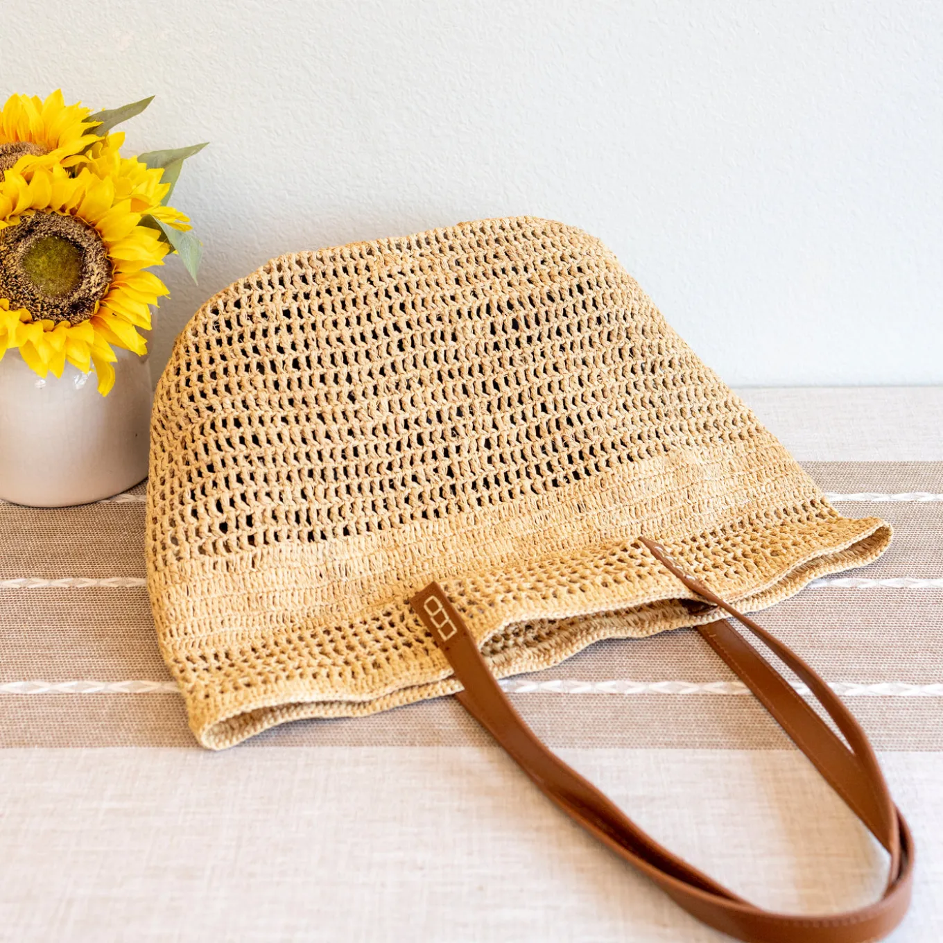 Elena Handbags Women's Large Soft Raffia Woven Summer Straw Tote