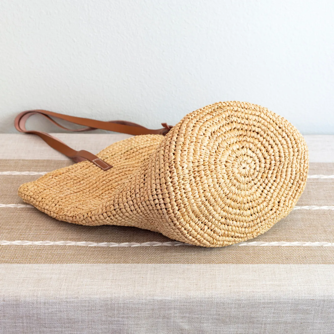 Elena Handbags Women's Large Soft Raffia Woven Summer Straw Tote with Genuine Leather Straps