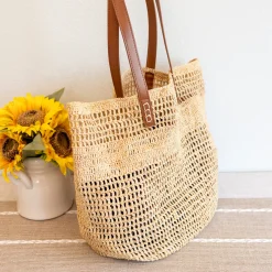 Elena Handbags Women's Large Soft Raffia Woven Summer Straw Tote