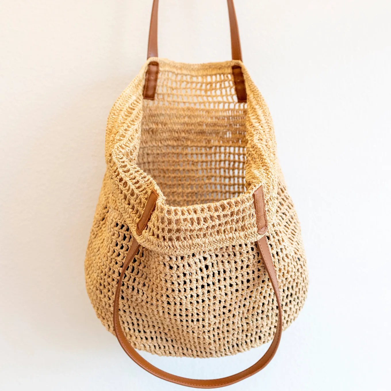 Elena Handbags Women's Large Soft Raffia Woven Summer Straw Tote