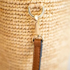 Elena Handbags Women's Raffia Straw Crossbody Bucket Bag