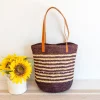 Elena Handbags Women's Soft Raffia Woven Summer Straw Tote with Genuine Leather Straps