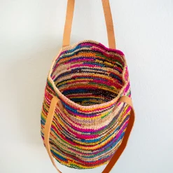 Elena Handbags Women's Soft Raffia Woven Summer Straw Tote with Genuine Leather Straps