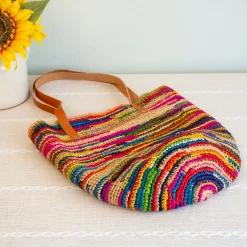 Elena Handbags Women's Soft Raffia Woven Summer Straw Tote with Genuine Leather Straps