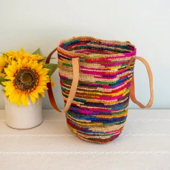 Elena Handbags Women's Soft Raffia Woven Summer Straw Tote with Genuine Leather Straps