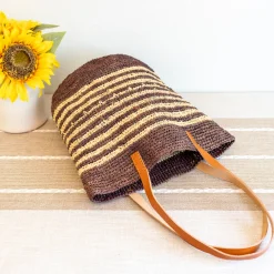 Elena Handbags Women's Soft Raffia Woven Summer Straw Tote with Genuine Leather Straps
