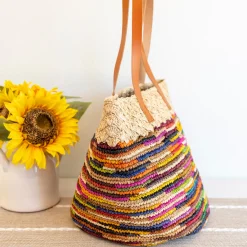 Elena Handbags Women's Soft Raffia Woven Summer Straw Tote with Genuine Leather Straps