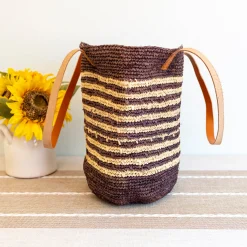 Elena Handbags Women's Soft Raffia Woven Summer Straw Tote with Genuine Leather Straps