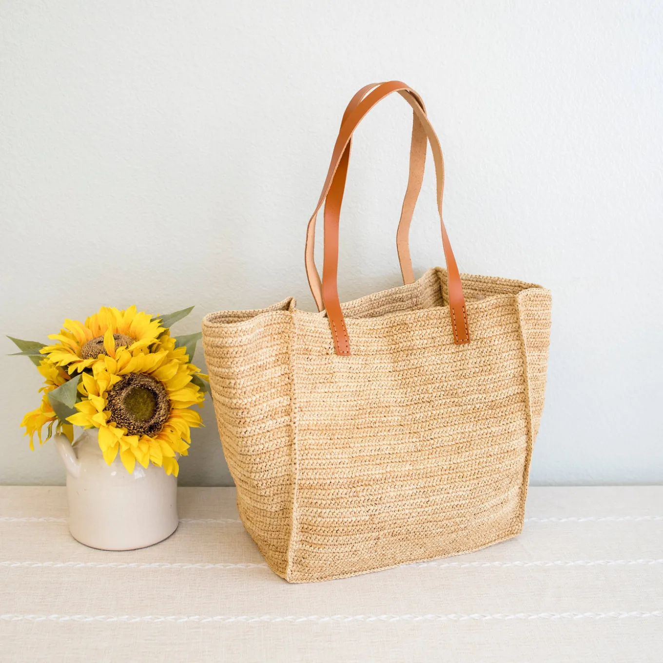 Elena Handbags Women's Soft Raffia Woven Summer Straw Tote