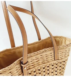 Elena Handbags Women's Woven Straw Market Tote Bag