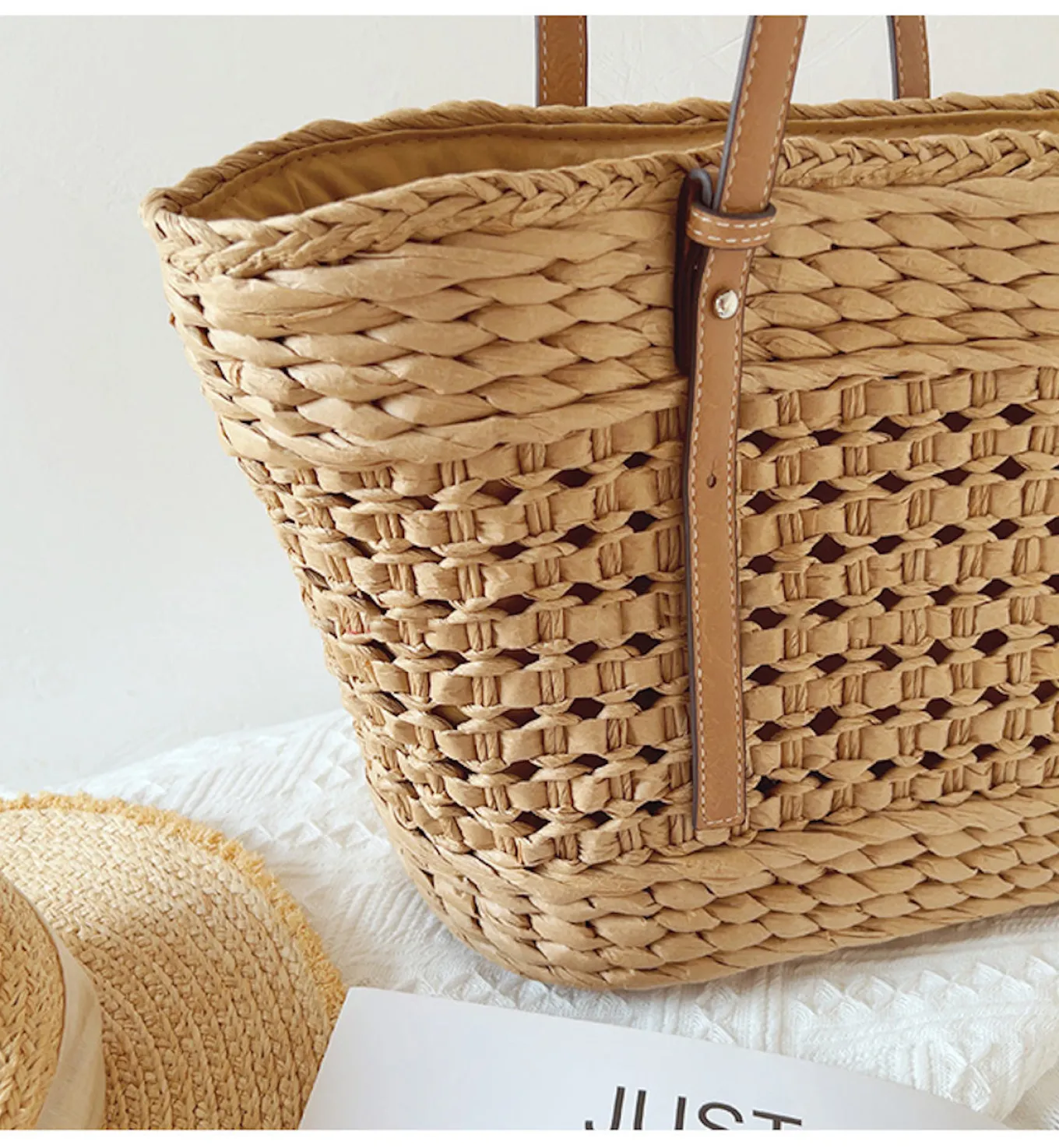 Elena Handbags Women's Woven Straw Market Tote Bag