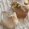 Elena Handbags Woven Cotton Basket Bag