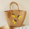 Elena Handbags Woven Straw Floral Tote